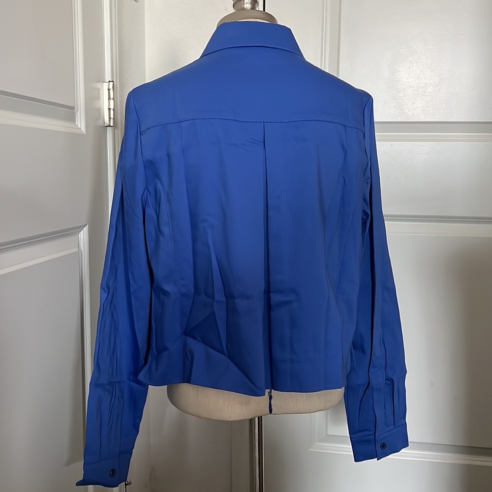 NWT Carlisle women's long sleeve button front blue blouse jacket Size 14 - Picture 4 of 13